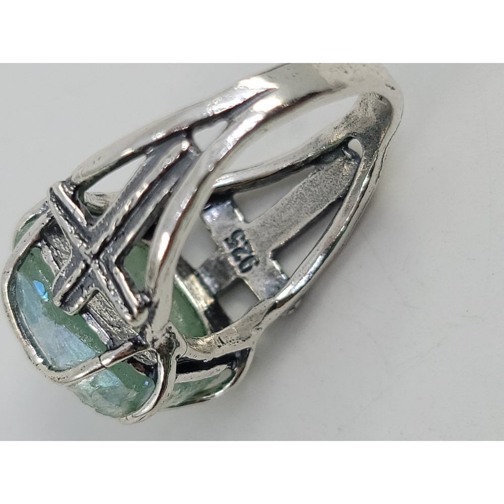 Roman Glass Sterling Silver 925 Hallmarked Womens Ring Size 8 God Bless In Band - Picture 4 of 7